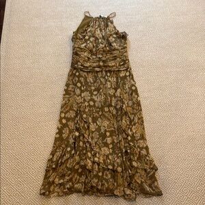 Shona Joy Olive Floral High Low Dress